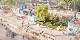 Visualisierung des geplanten Pocket-Parks am Wiener Donaukanal