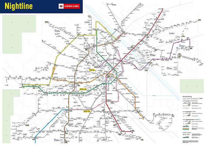 Netzplan der Wiener Nightline-Nachtbusse