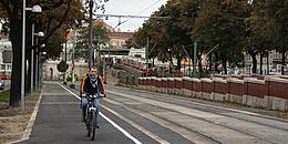 Ein Mann auf seinem Rad am Gürtelradweg