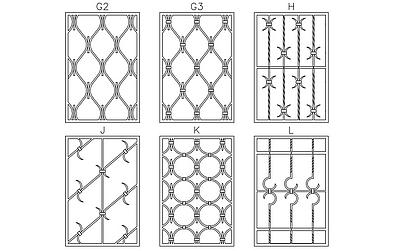 verschiedene Designs von Fenstergittern