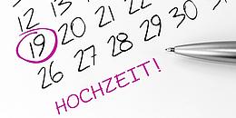 Kalender mit Hochzeitstermin