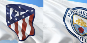 Die Flaggen von Atletico Madrid und Manchester City