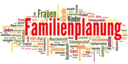 Typo mit assoziativen Begriffen zu Familienplanung