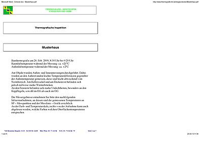 Dokument Thermografische Inspektion Musterhaus abfotografiert