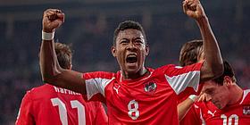 David Alaba jubelt in Wien