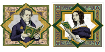 Porträt von Christina von Schweden und Porträt von Johann Wolfgang von Goethe mit dem Koran