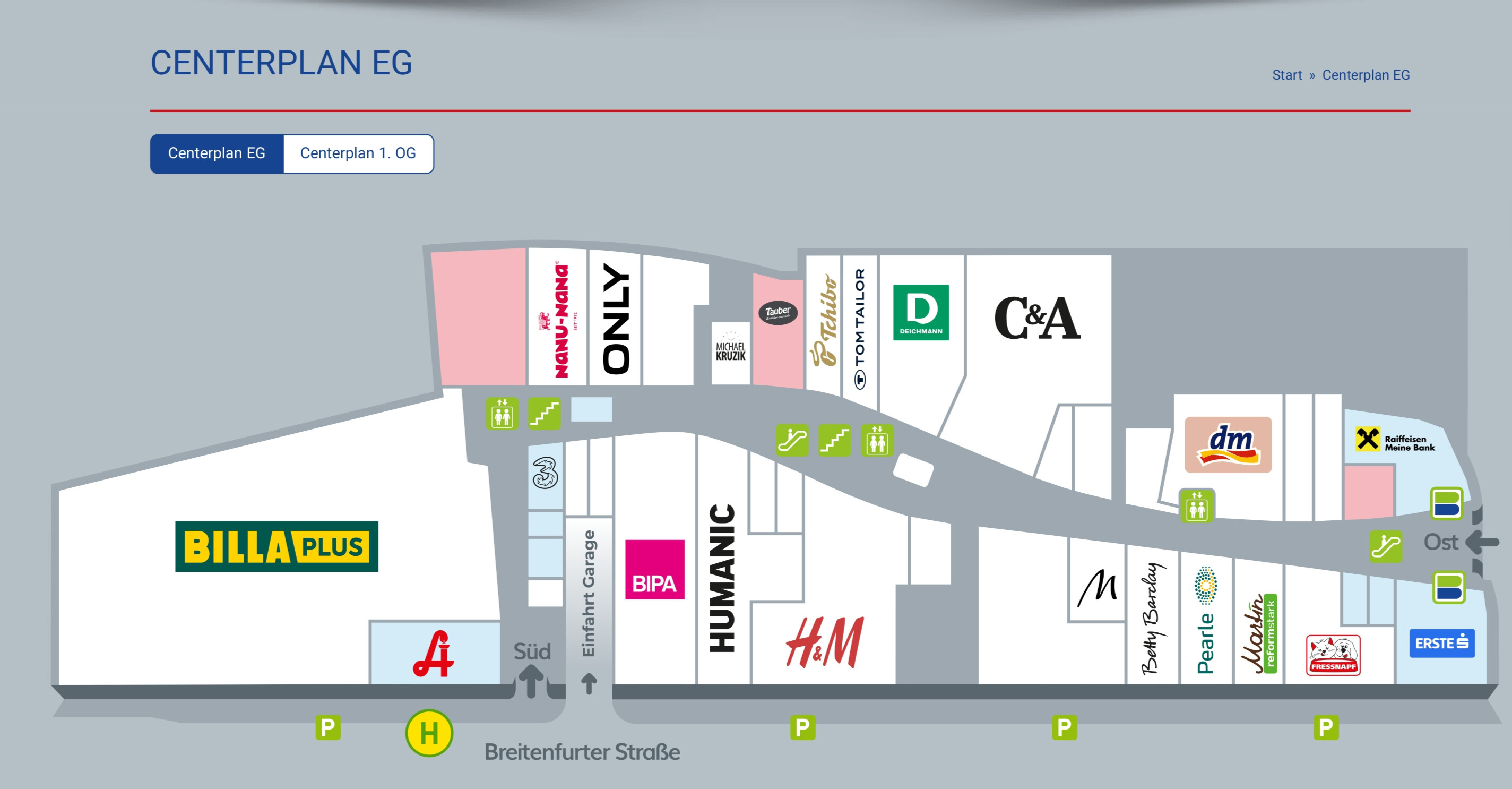 Lageplan Riverside Shopping Center Erdgeschoss