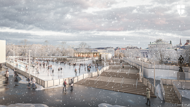 Bild der Eisflächen und der neuen Treppe am Eistraum.