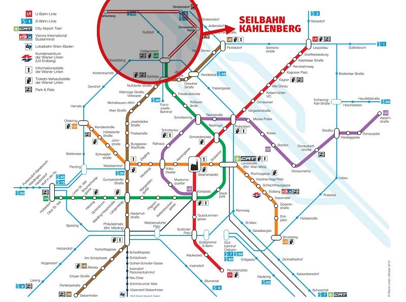 Das Bild zeigt die Anbindung der Seilbahn ans öffentliche Verkehrsnetz.