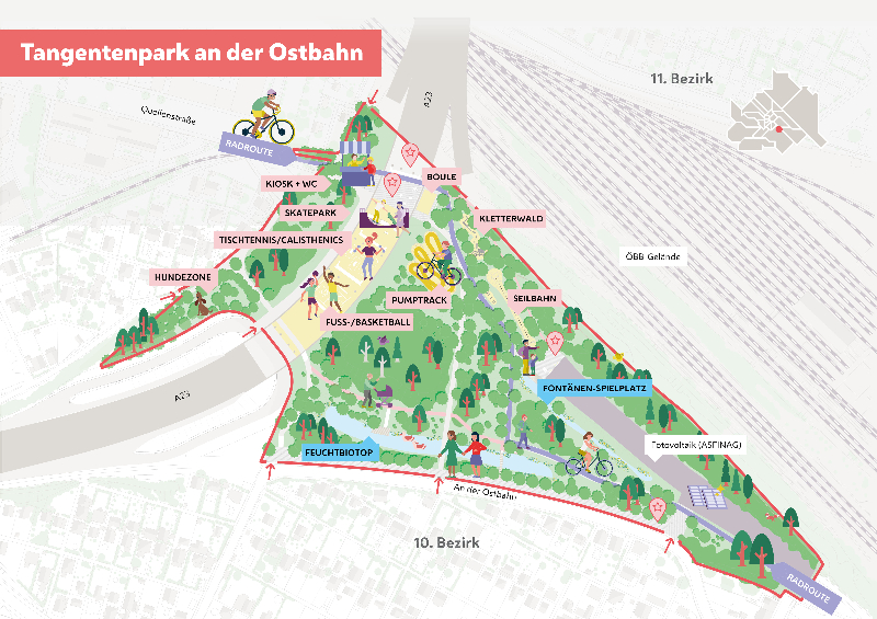 Landschaftskarte Tangentenpark an der Ostbahn